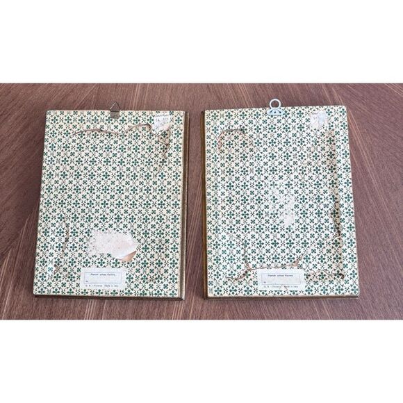 Vintage Italian Silk Flemish School Flowers Frame Art / Set of 2 - Picture 6 of 11